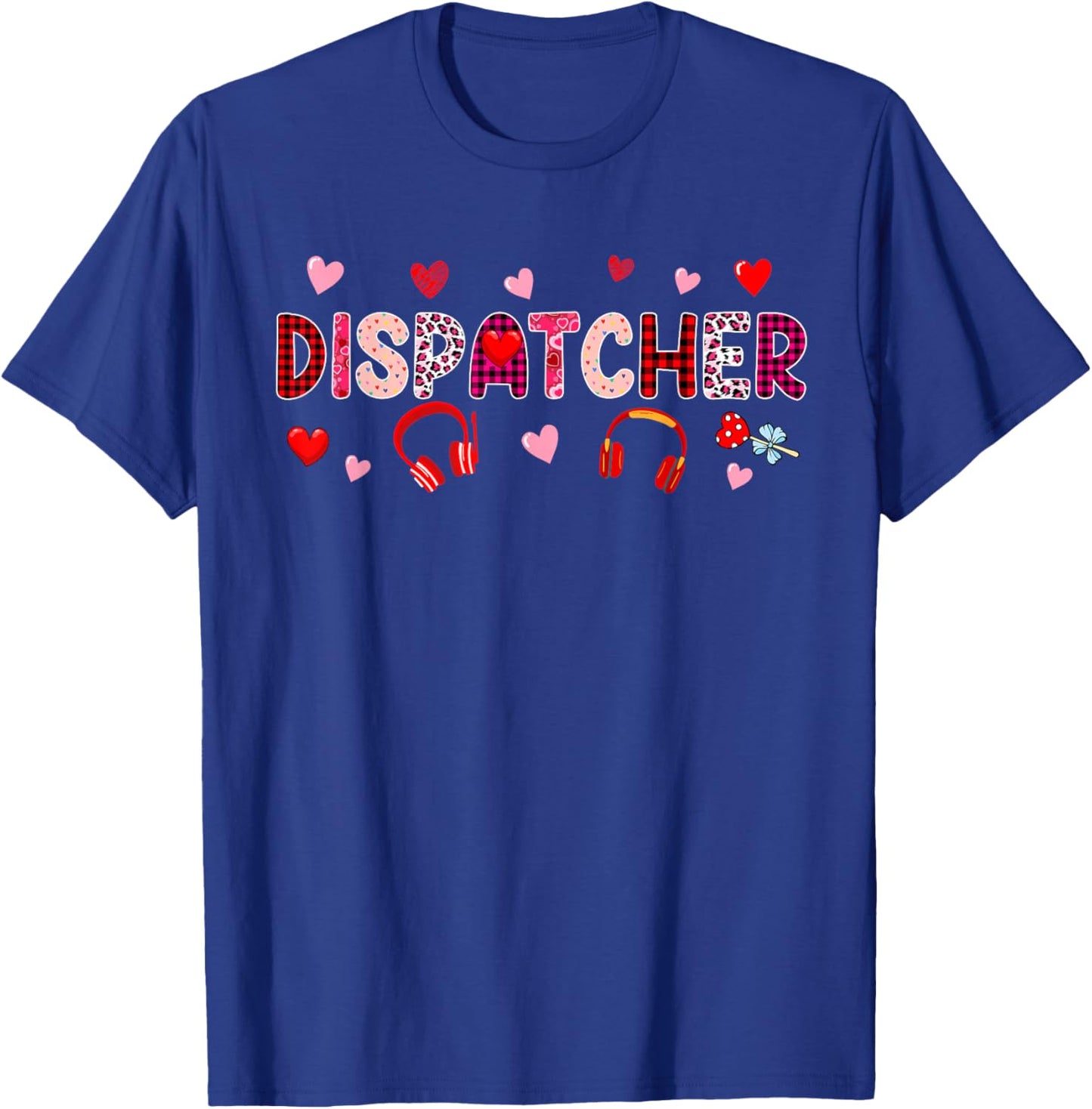 Dispatcher Tools Valentine's Day Leopard Cute Hearts T-Shirt - T-Shirt | Royal