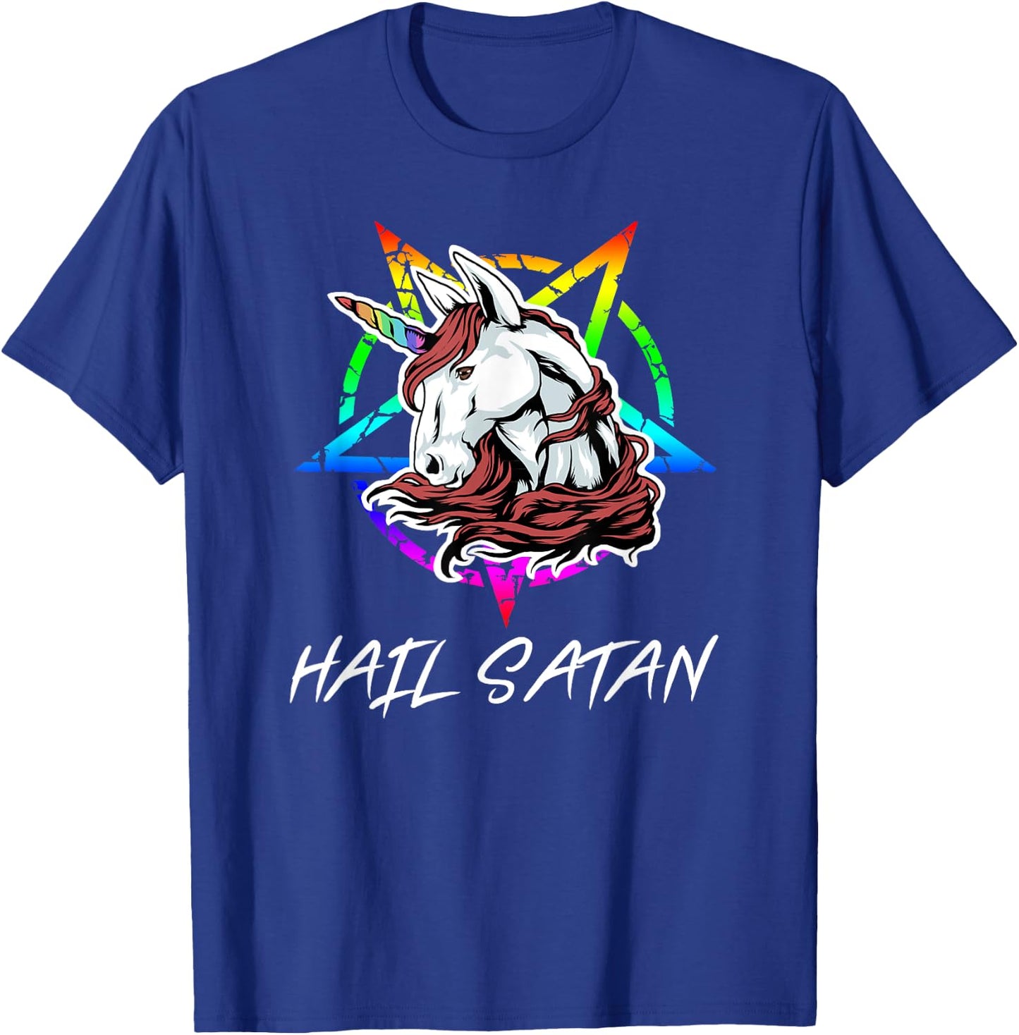 Hail Satan | Funny Unicorn Shirt T-Shirt - T-Shirt | Royal