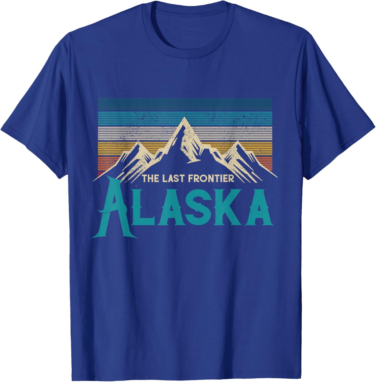 Alaska The Last Frontier Vintage Mountains Nature Gift T-Shirt - T-Shirt | Royal