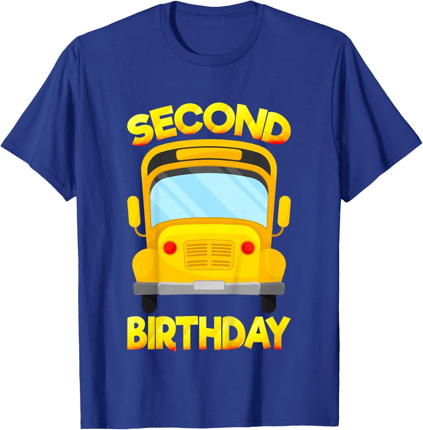 Kids 2 Years Old Kids 2nd Birthday Second School Bus Birthday T-Shirt - T-Shirt | Royal
