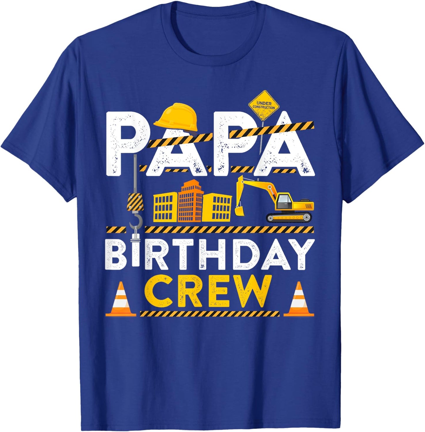 Papa Birthday Crew Construction Birthday Party Gift T-Shirt - T-Shirt | Royal