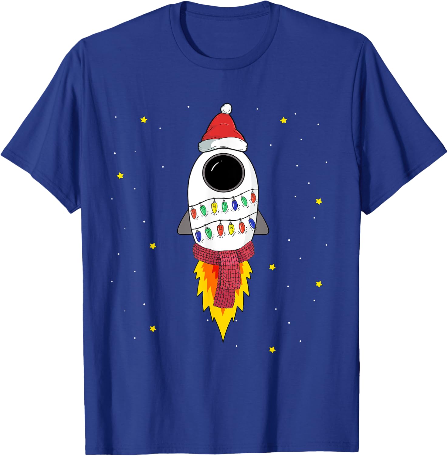 Christmas Space Rocket Pajama Top Santa Space Themed Gift T-Shirt - T-Shirt | Royal