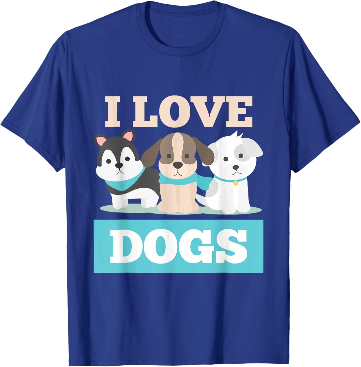 I Love Dogs Paw Print Heart Pet Lover Novelty T-Shirt - T-Shirt | Royal