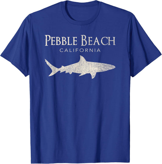 Retro Pebble Beach CA Shark T-Shirt - T-Shirt | Royal