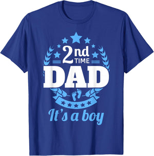 2nd Time Dad It's A Boy Funny Dad Again Second Baby Announce T-Shirt - T-Shirt | Royal