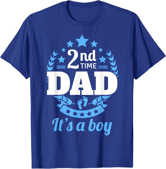 2nd Time Dad It's A Boy Funny Dad Again Second Baby Announce T-Shirt - T-Shirt | Royal