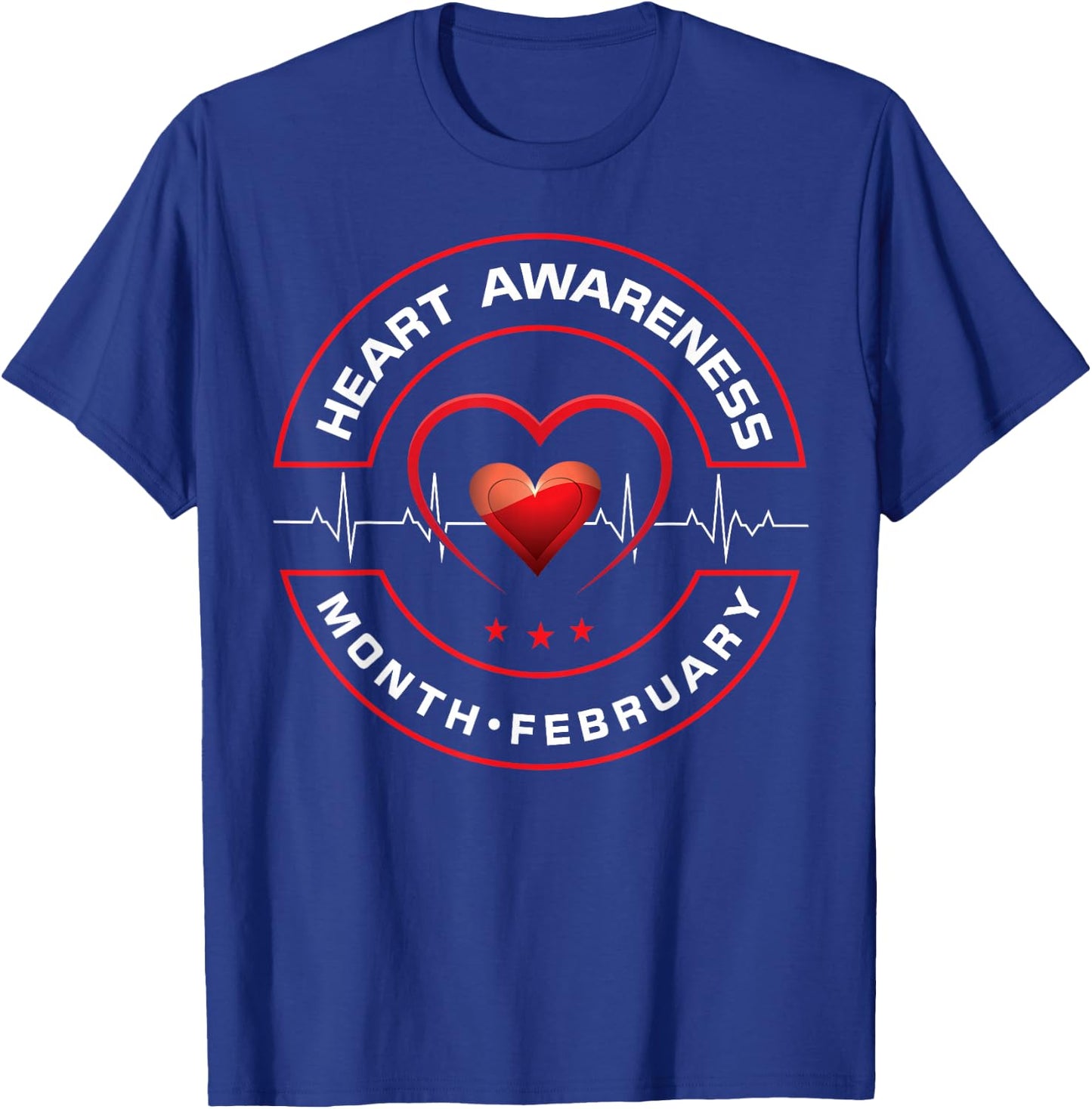 Heart Health Month February American Heart Health T-Shirt - T-Shirt | Royal