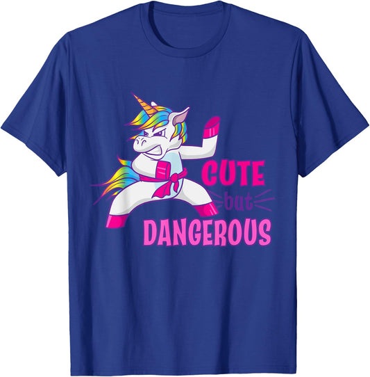 Cute But Dangerous Ninja Karate Taekwondo Kung Fu Unicorn T-Shirt - T-Shirt | Royal