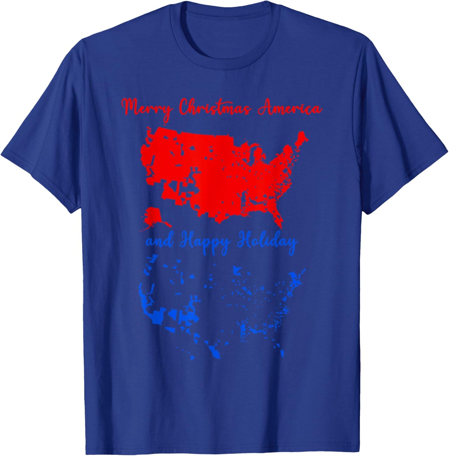 Trump Elections 2024 USA Map Happy Holidays Merry Christmas T-Shirt - T-Shirt | Royal