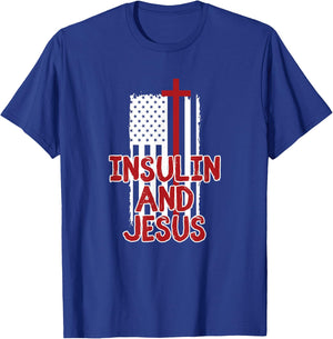 Insulin and Jesus Funny Christian Diabetes T-Shirt - T-Shirt | Royal