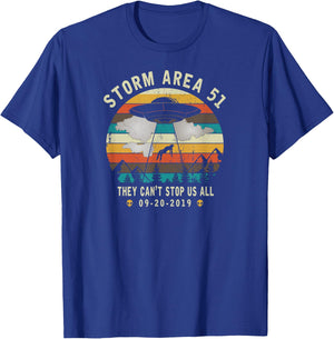 Storm Area 51-They Can't Stop Us All-Vintage Alien Abduction T-Shirt - T-Shirt | Royal