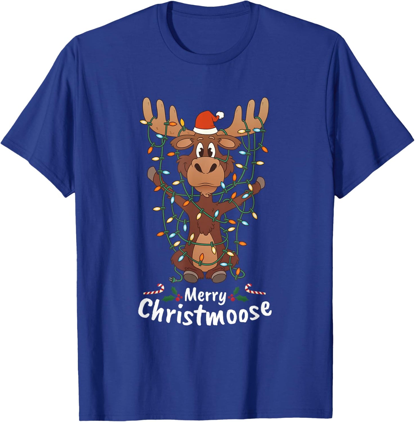 Merry Christmas Elk Christmas Tree Lighted Gift T-Shirt - T-Shirt | Royal