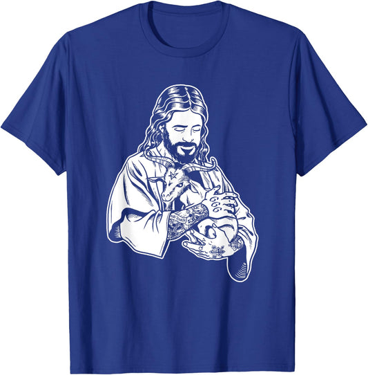 Blackcraft Jesus Loves Satan Baphomet goat Atheist T-Shirt - T-Shirt | Royal