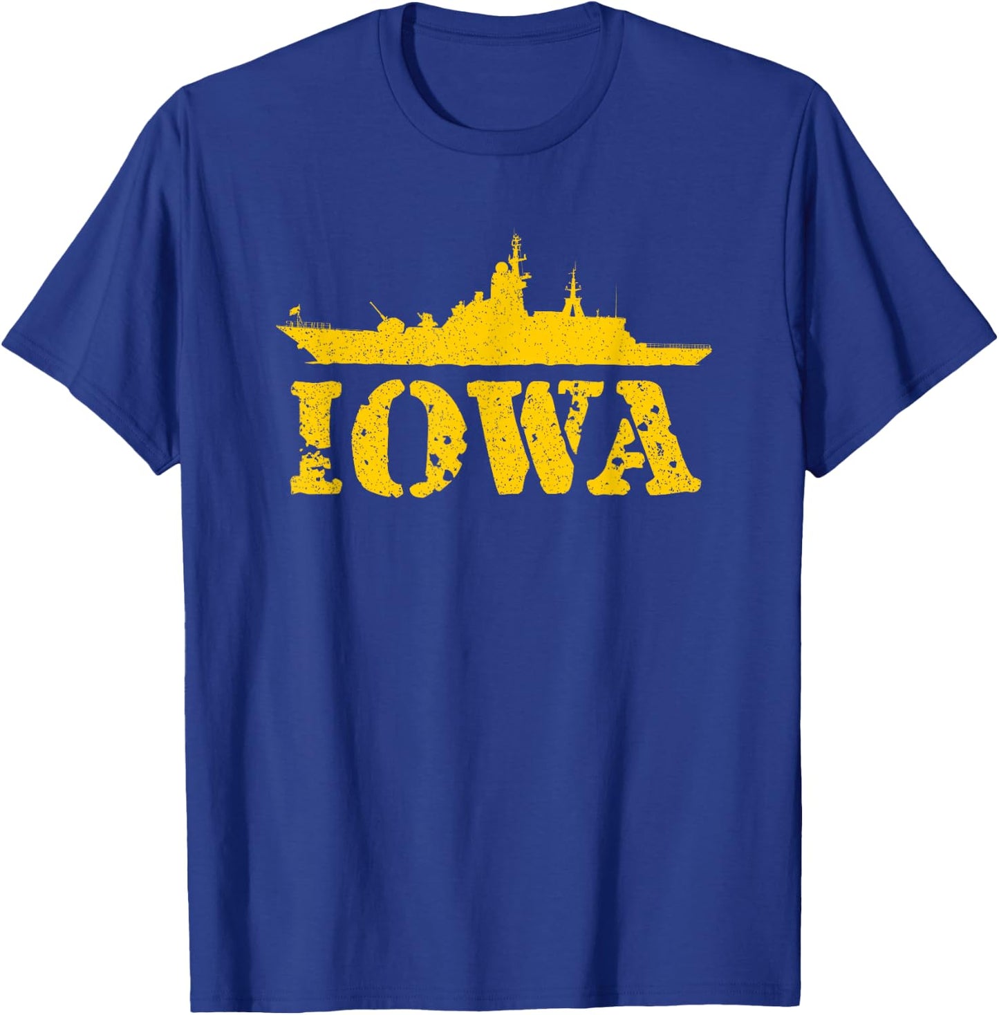 USS Iowa Shirt-Battleship T Shirts-Graphic Distressed T-Shirt - T-Shirt | Royal