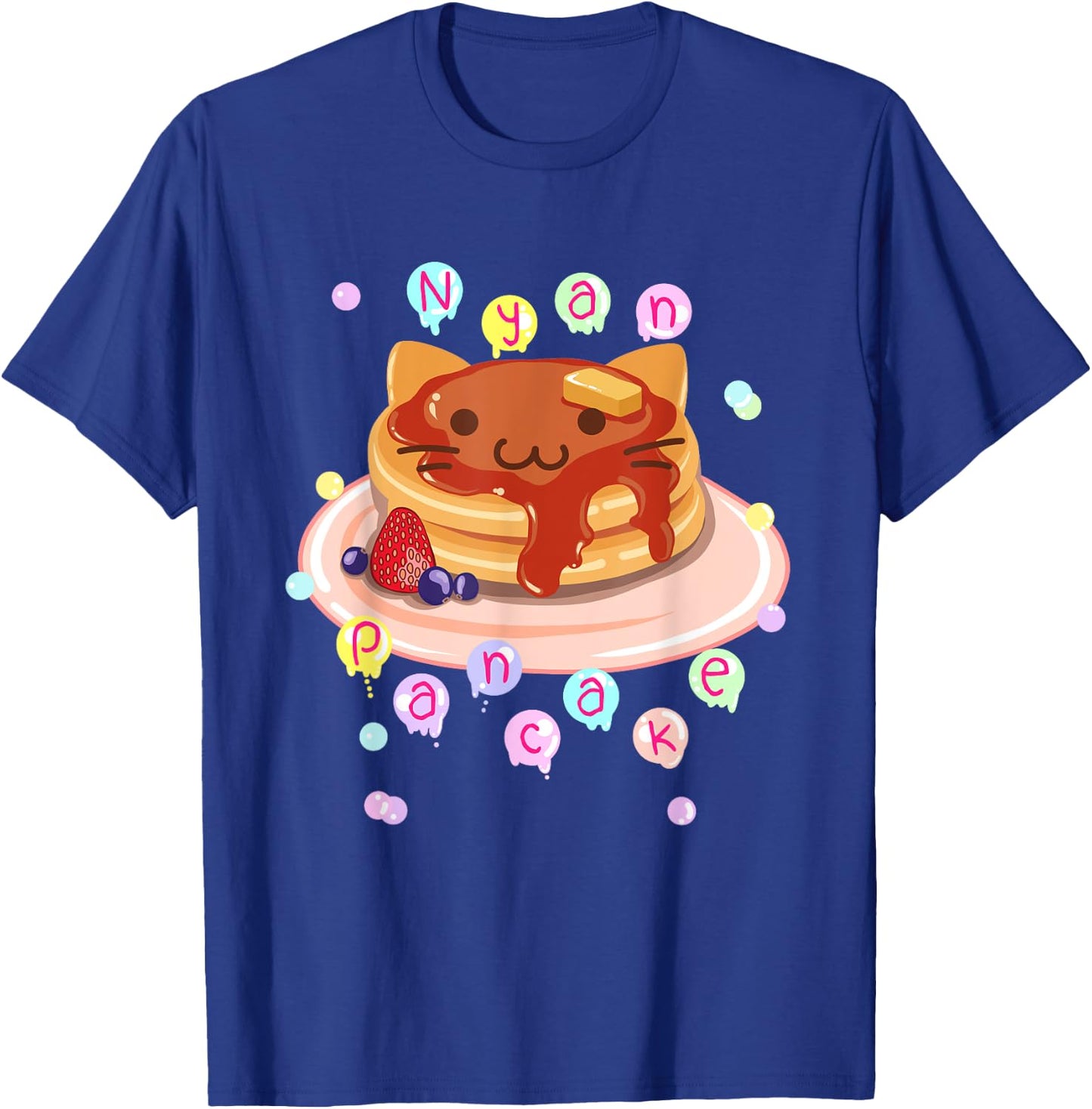 Nyan Cat Pancake Kawaii Cute Dark Color T-Shirt - T-Shirt | Royal