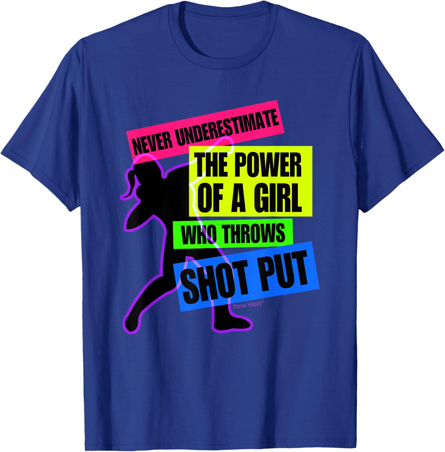 Track and Field Girl Power Shot Put Thrower T-Shirt - T-Shirt | Royal
