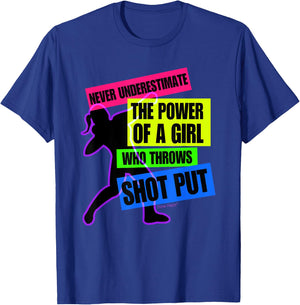 Track and Field Girl Power Shot Put Thrower T-Shirt - T-Shirt | Royal