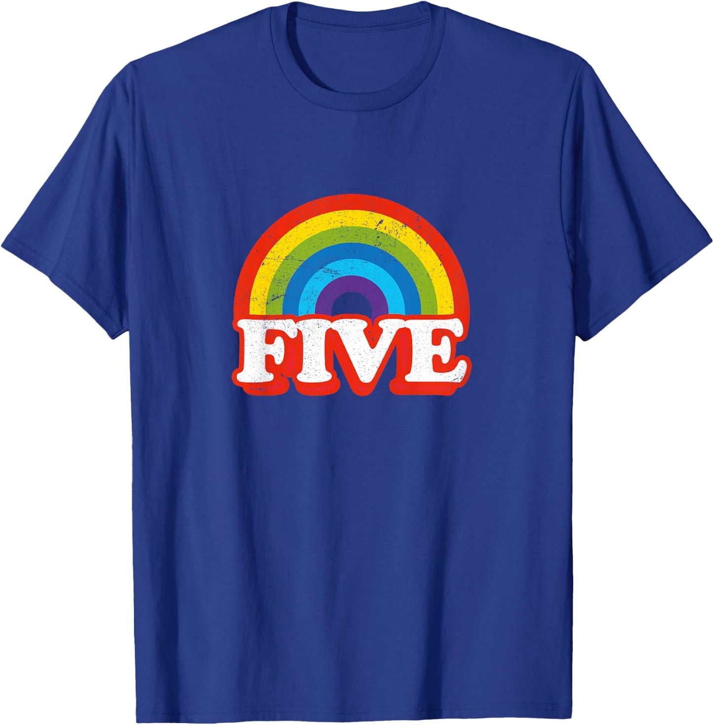 Five Vintage Retro Rainbow 5 Years Old 5th Birthday T-Shirt - T-Shirt | Royal