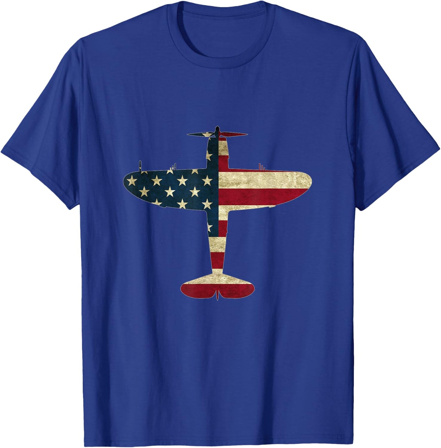 Retro USA Flag P-47 Thunderbolt Aircraft Warbird Pilot Gift T-Shirt - T-Shirt | Royal