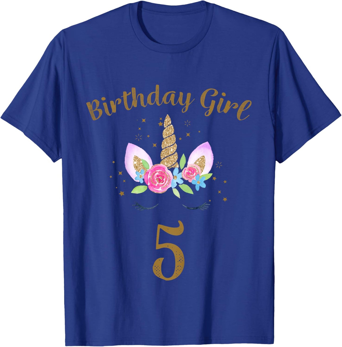 Kids 5th Birthday Girl Unicorn Shirt 5th Birthday Outfit T-Shirt - T-Shirt | Royal