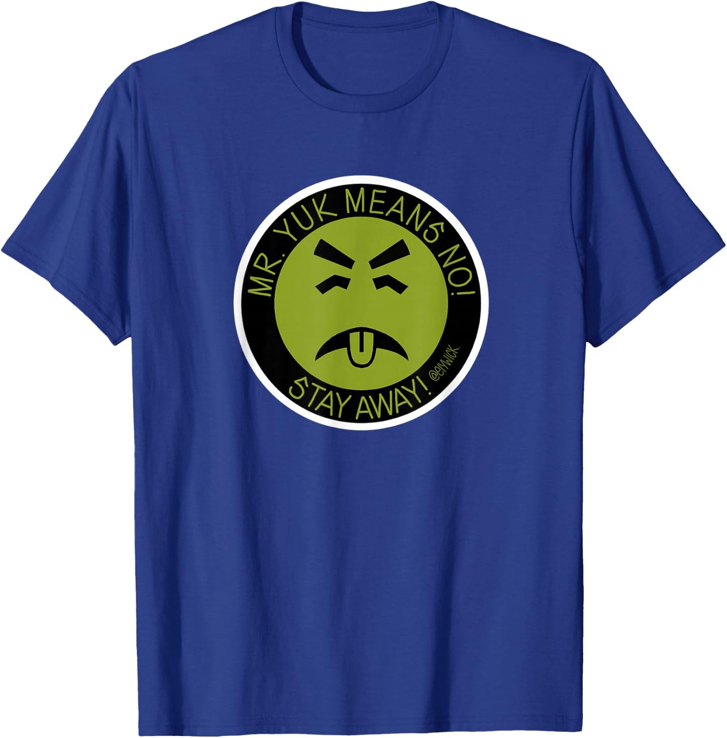 elywick. Adult Mr. Yuk - Black, Small, Short Sleeve, , Classic Fit, Cotton 65% Polyester 35% T-Shirt - T-Shirt | Royal