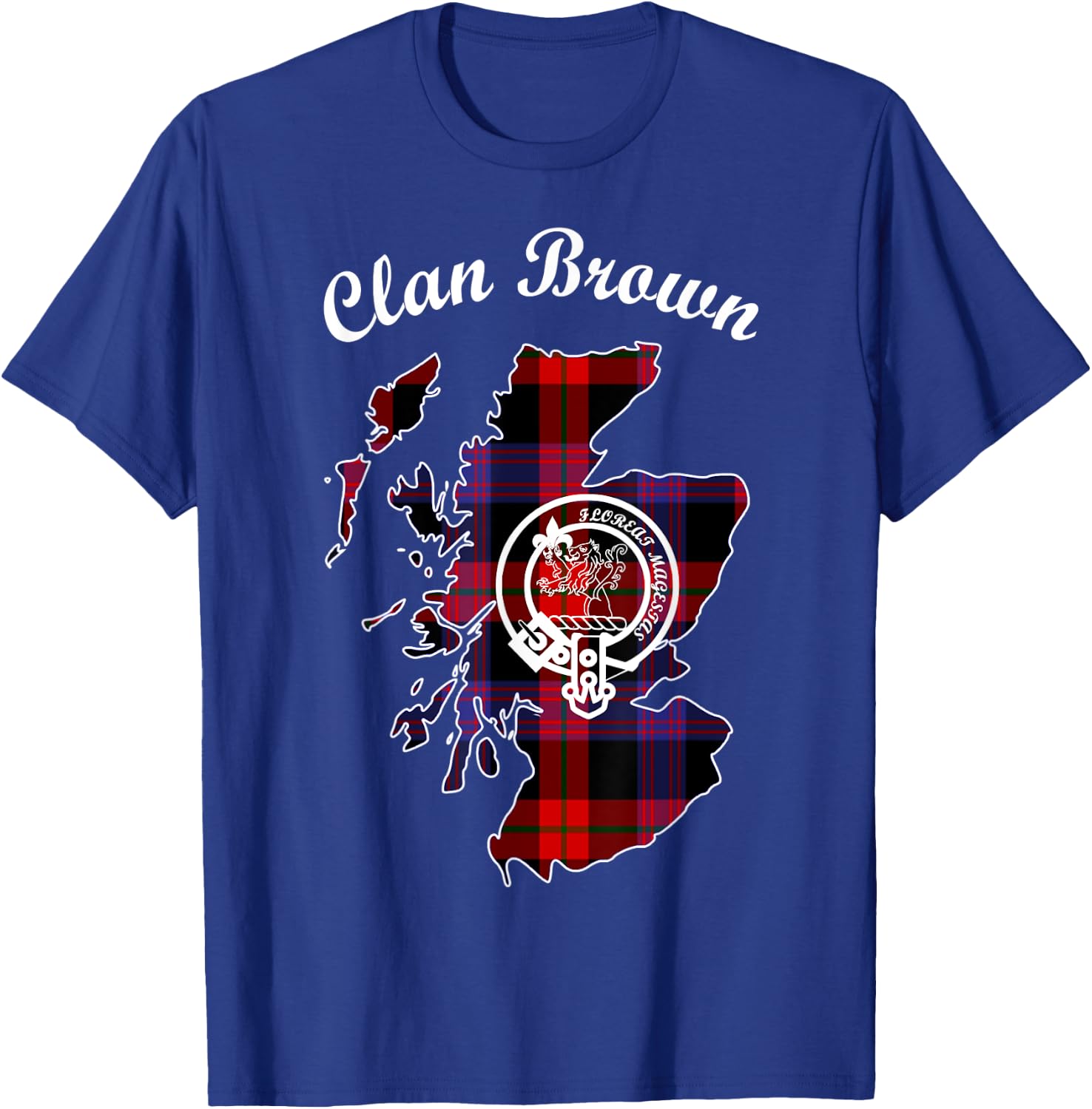 Brown map surname last name Scottish Clan tartan crest T-Shirt - T-Shirt | Royal