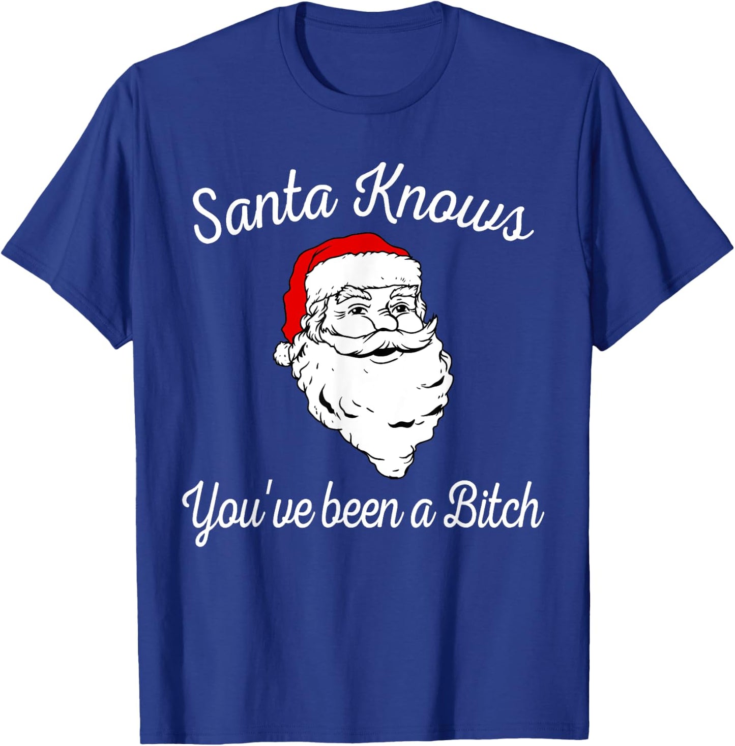 Santa Knows You've Been a Bitch Offensive Funny T-Shirt - T-Shirt | Royal
