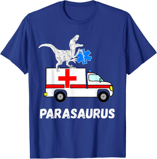 Paramedic Dinosaur Paramedic Dino Rescuer Emergency Doctor T-Rex T-Shirt - T-Shirt | Royal