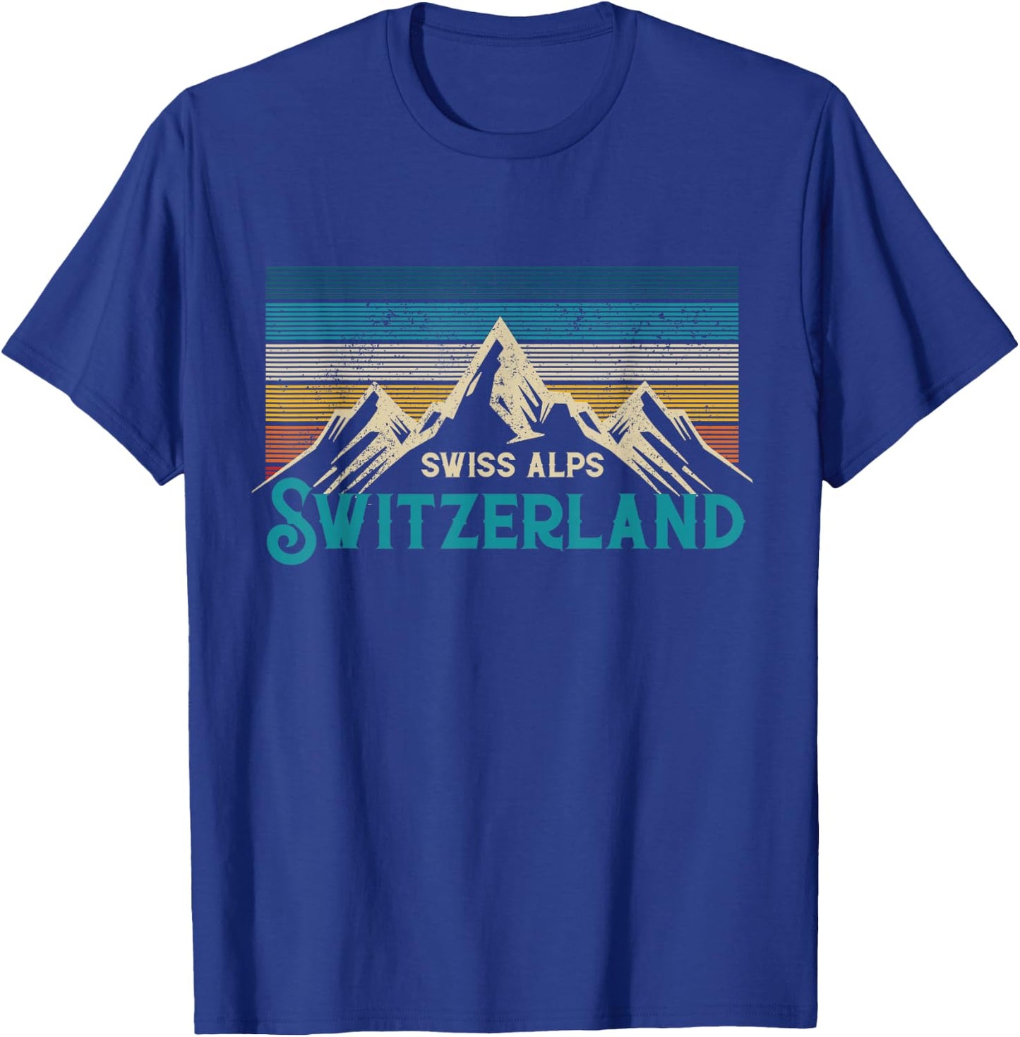 Swiss Alps Vintage Mountains Swiss Souvenir Gift T-Shirt - T-Shirt | Royal