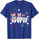 Three Teeth 4th Of July US Flag Firework Dentist Dental Team T-Shirt - T-Shirt | Royal