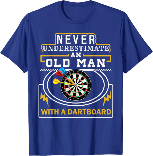 OLD MAN Darts Cool Grandpa Gift Dart Player Men Gifts T-Shirt - T-Shirt | Royal