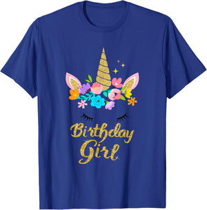 Unicorn Birthday Girl Gift Birthday Present For Girl T-Shirt - T-Shirt | Royal