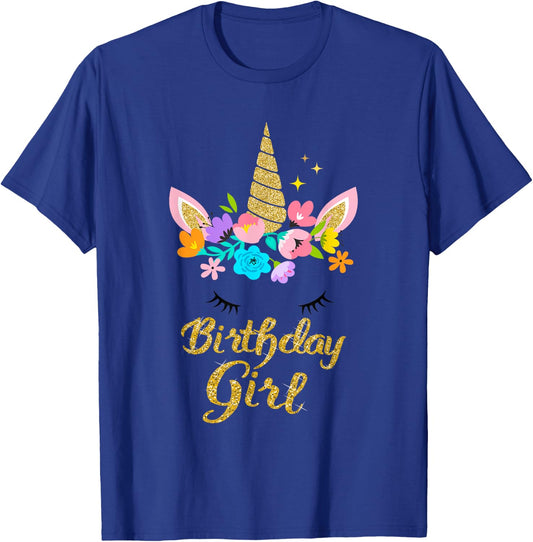 Unicorn Birthday Girl Gift Birthday Present For Girl T-Shirt - T-Shirt | Royal