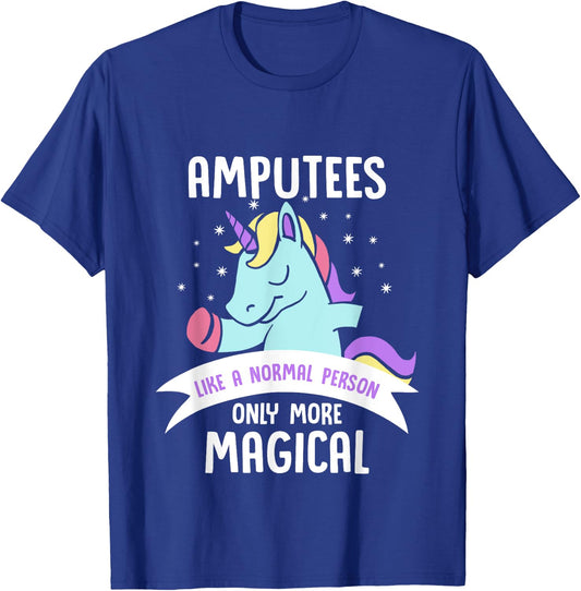 Amputee Amputation Survivor Warrior Shirts Men's Black Cotton Blend Classic Fit Short Sleeve Unicorn Humor Recovery T-Shirt - T-Shirt | Royal