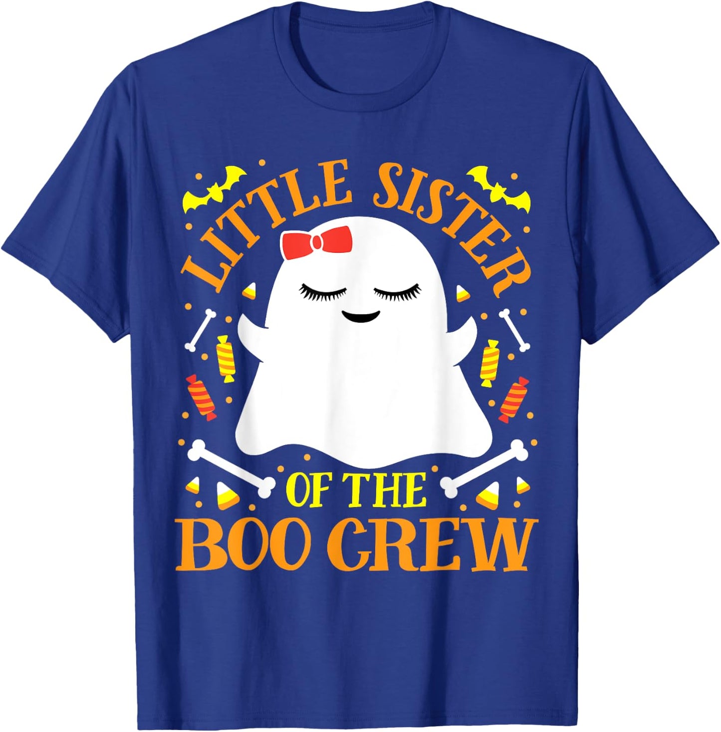 Little Sister Boo Crew Ghost Matching Family Girls Halloween T-Shirt - T-Shirt | Royal