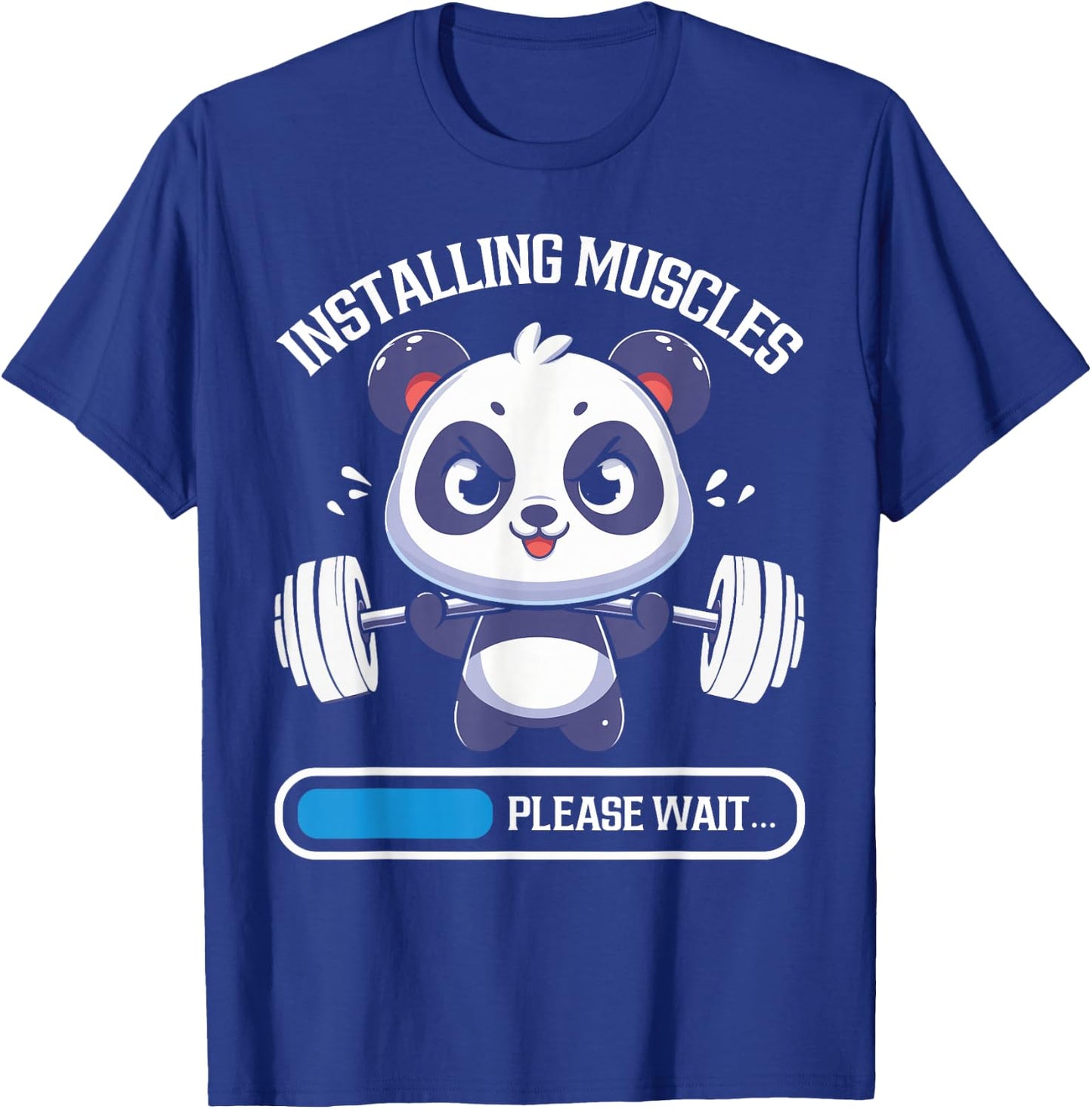 Muscle Building Fitness Panda Weight Lifting Barbell Workout T-Shirt - T-Shirt | Royal