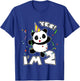 Kids 2nd Birthday Panda Yes I'm 2 Panda Costume Gift T-Shirt - T-Shirt | Royal