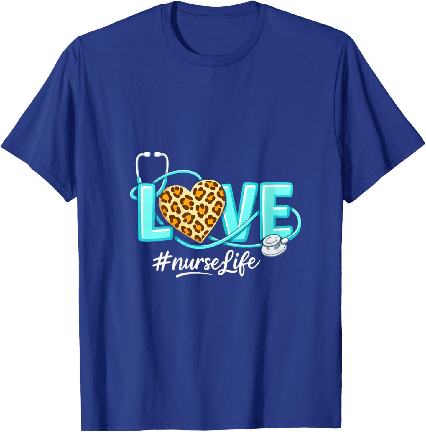 Women's Nurse Life RN LPN CNA Healthcare Leopard Nurse Week 2026 V-Neck T-Shirt - T-Shirt | Royal