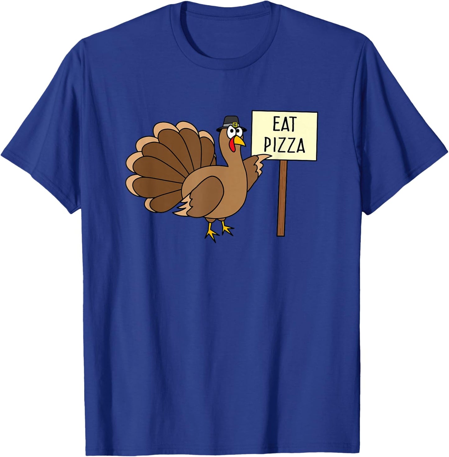 Turkey Eat Pizza Adult Vegan Kids Funny Thanksgiving T-Shirt - T-Shirt | Royal