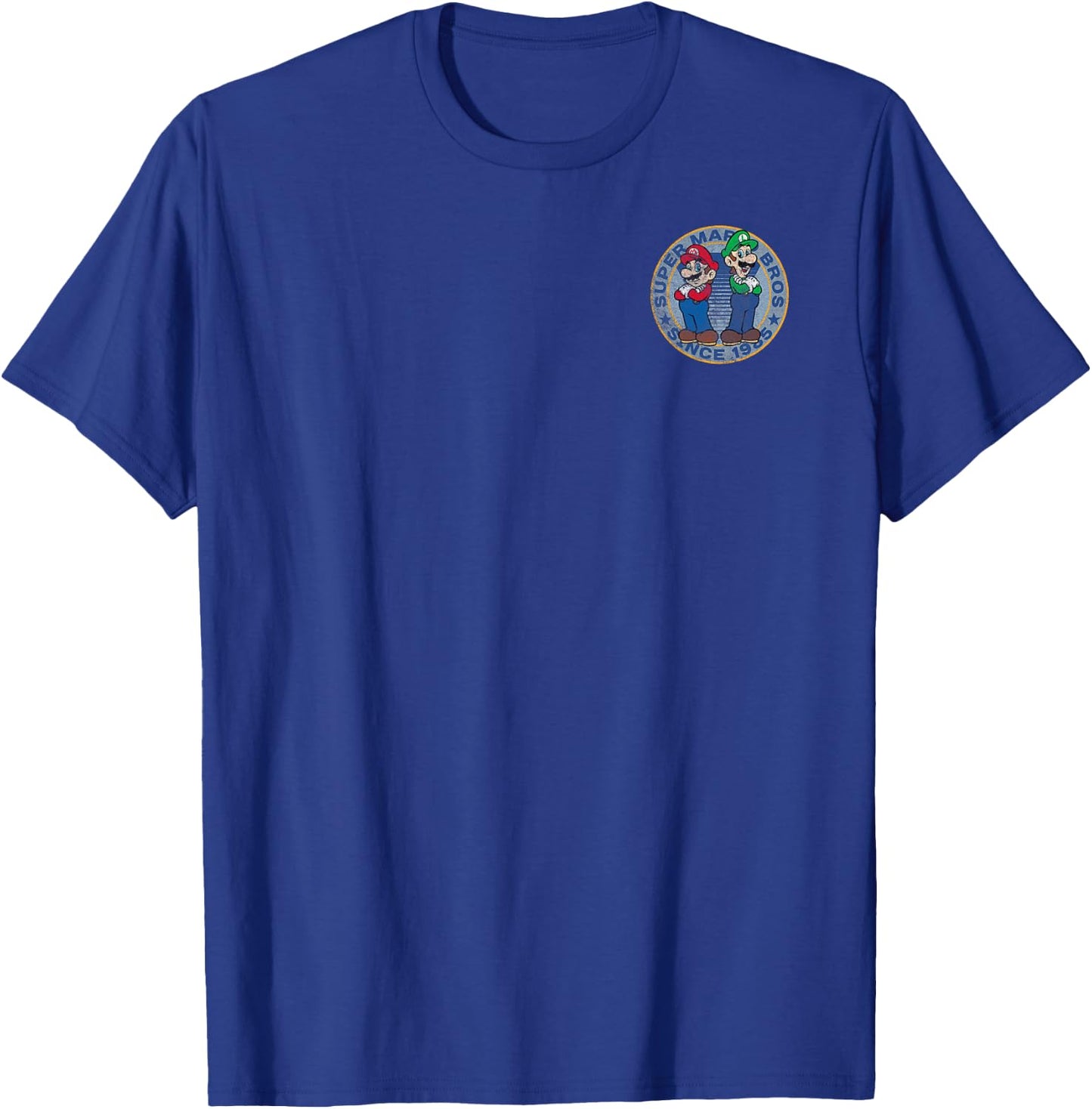 Super Mario Bros Luigi Left Chest Since 1985 Graphic T-Shirt - T-Shirt | Royal