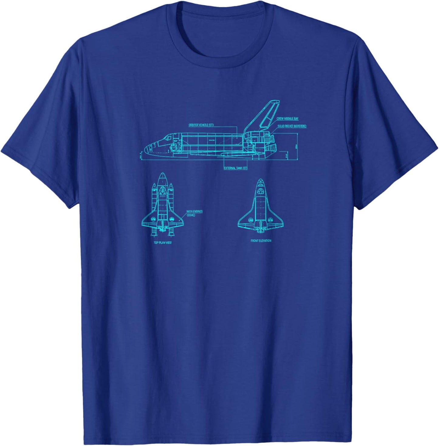 Vintage Space Shuttle Schematic Rocket Flight T-Shirt - T-Shirt | Royal