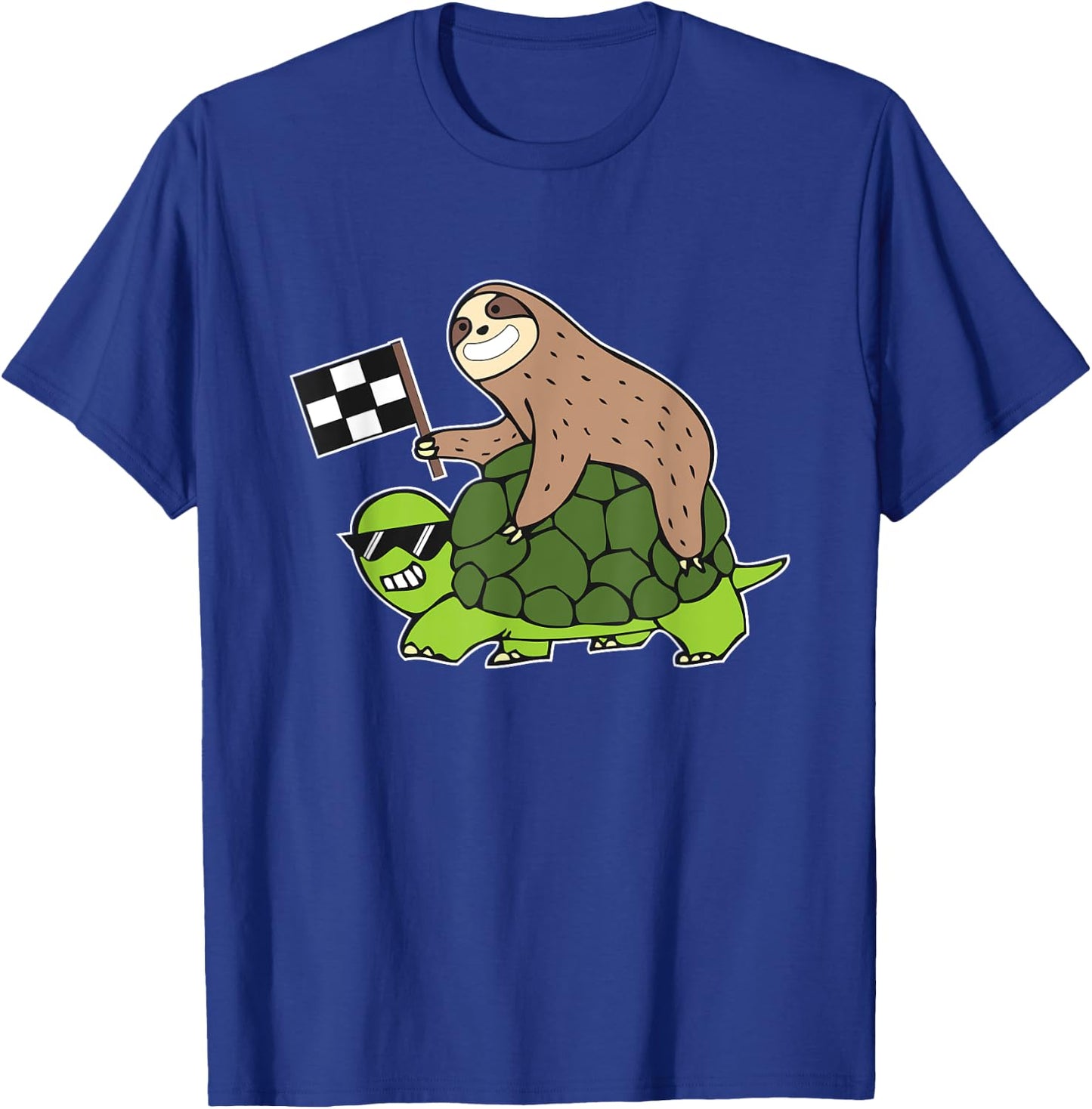 Sloth Riding A Turtle Sloth Racing Team Gift T-Shirt - T-Shirt | Royal