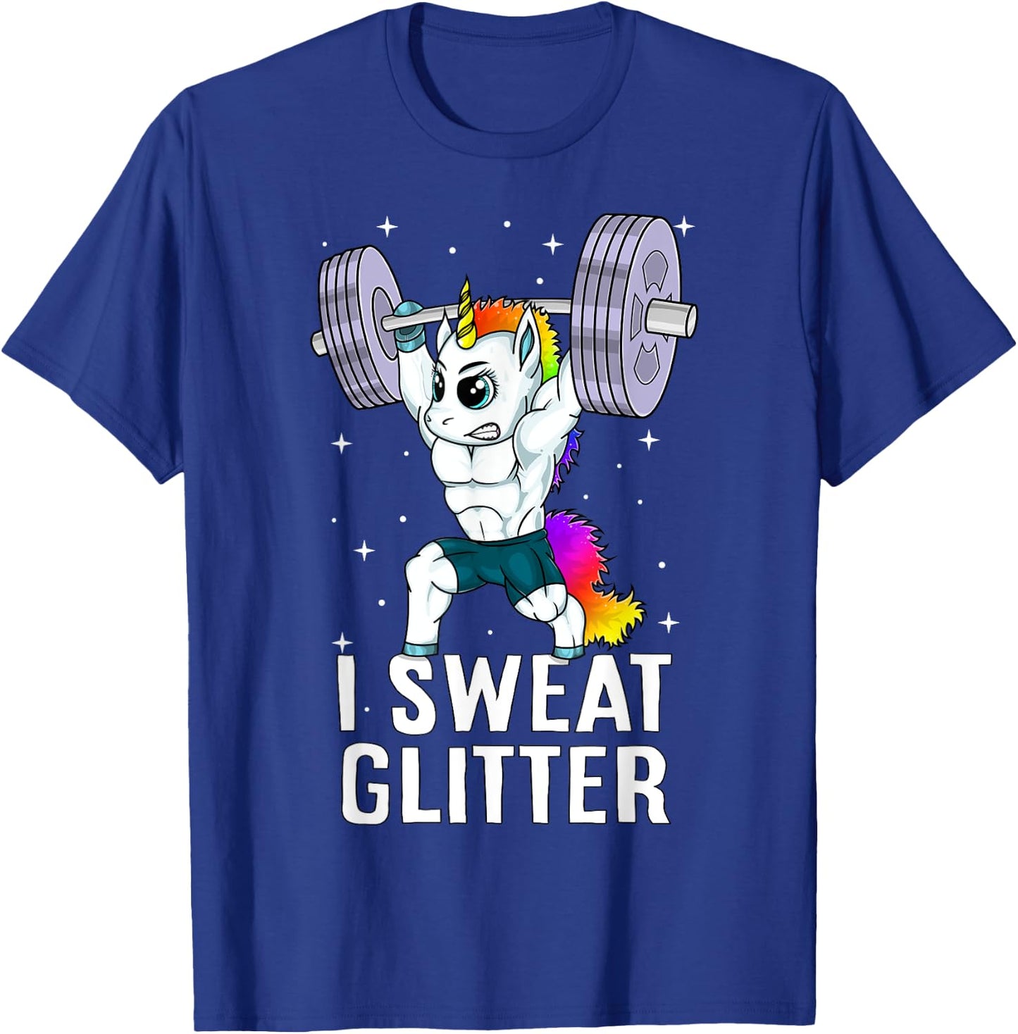 Unicorn I Sweat Glitter Funny Gym Workout Men Women Kids T-Shirt - T-Shirt | Royal