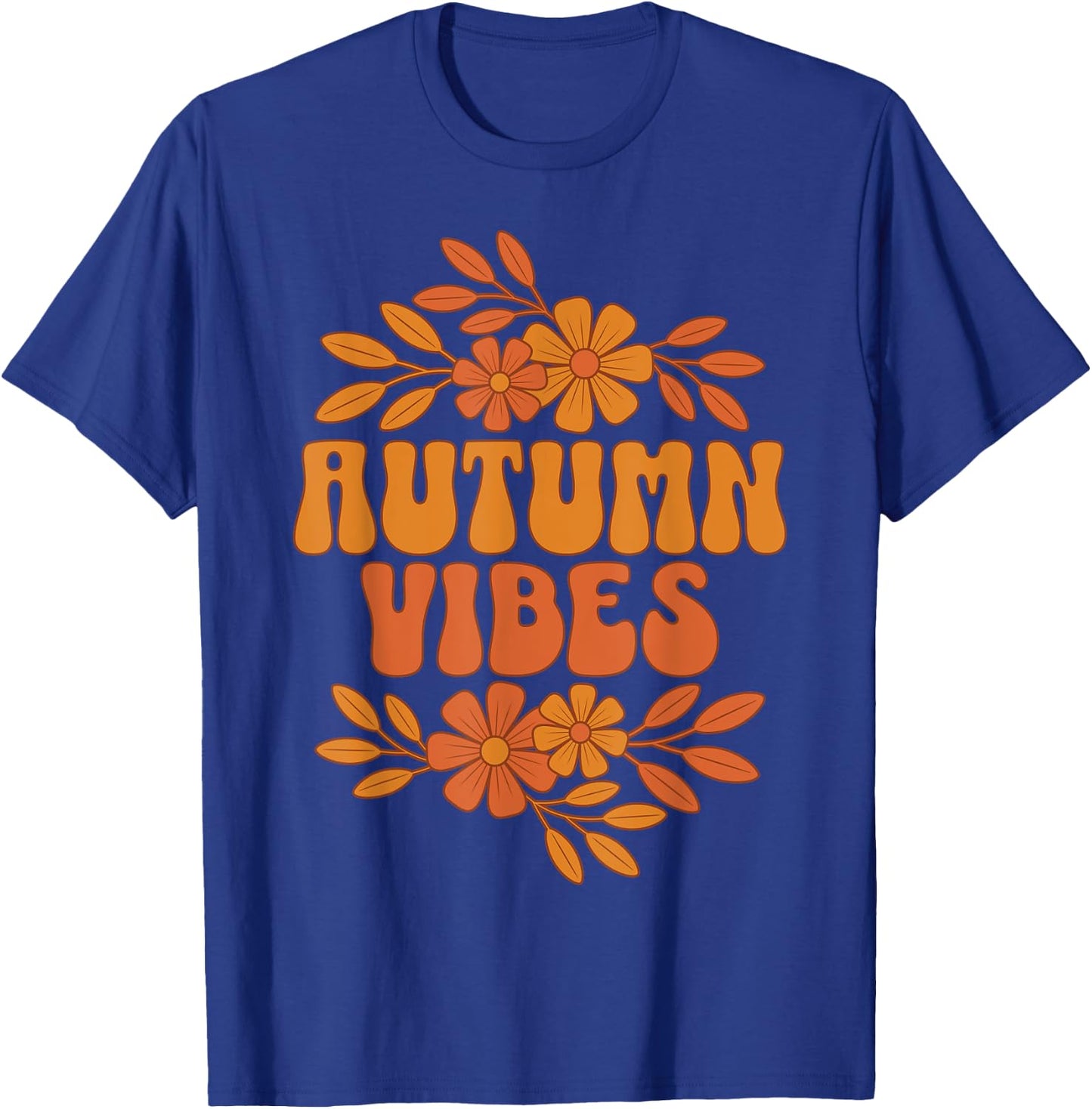 Autumn Vibes Women Men Kids Groovy Floral Retro Fall Graphic T-Shirt - T-Shirt | Royal
