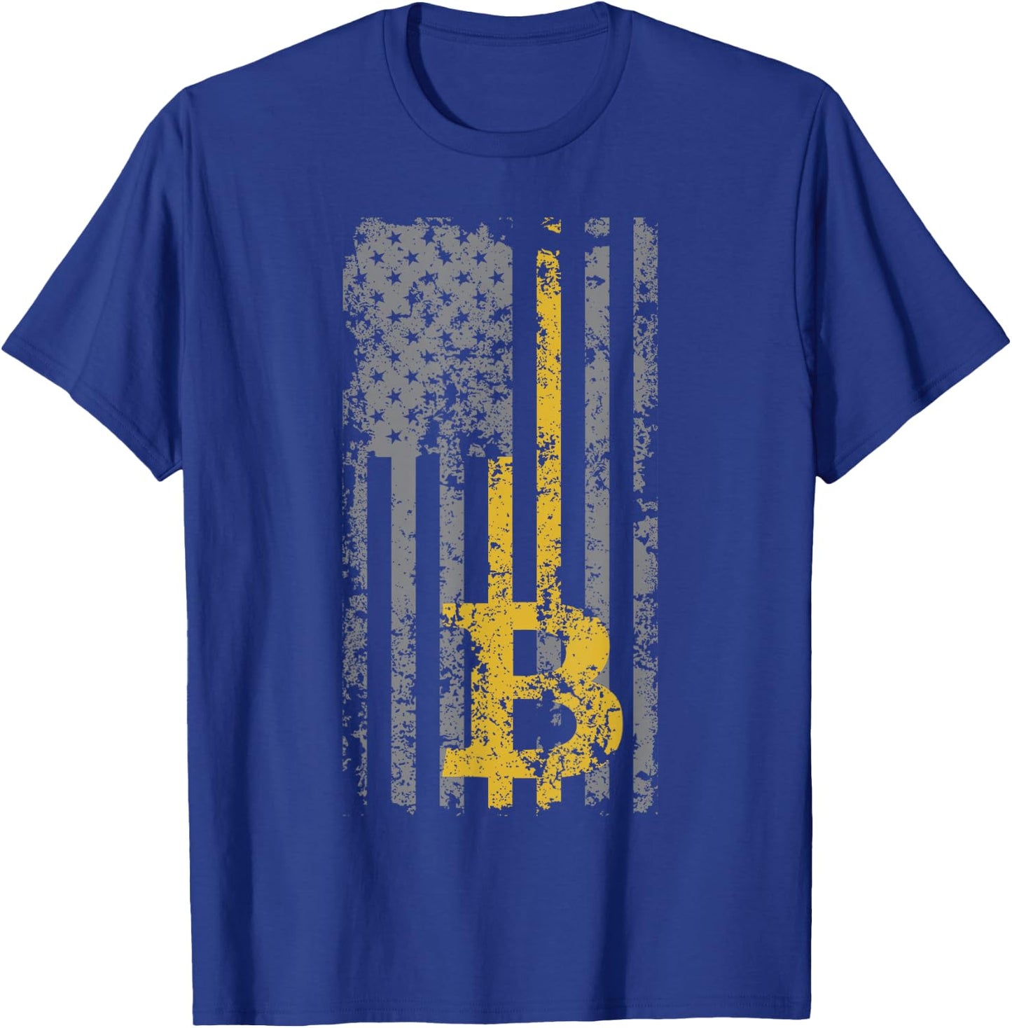 Bitcoin USA Flag Distressed Digital Currency Lover T-Shirt - T-Shirt | Royal
