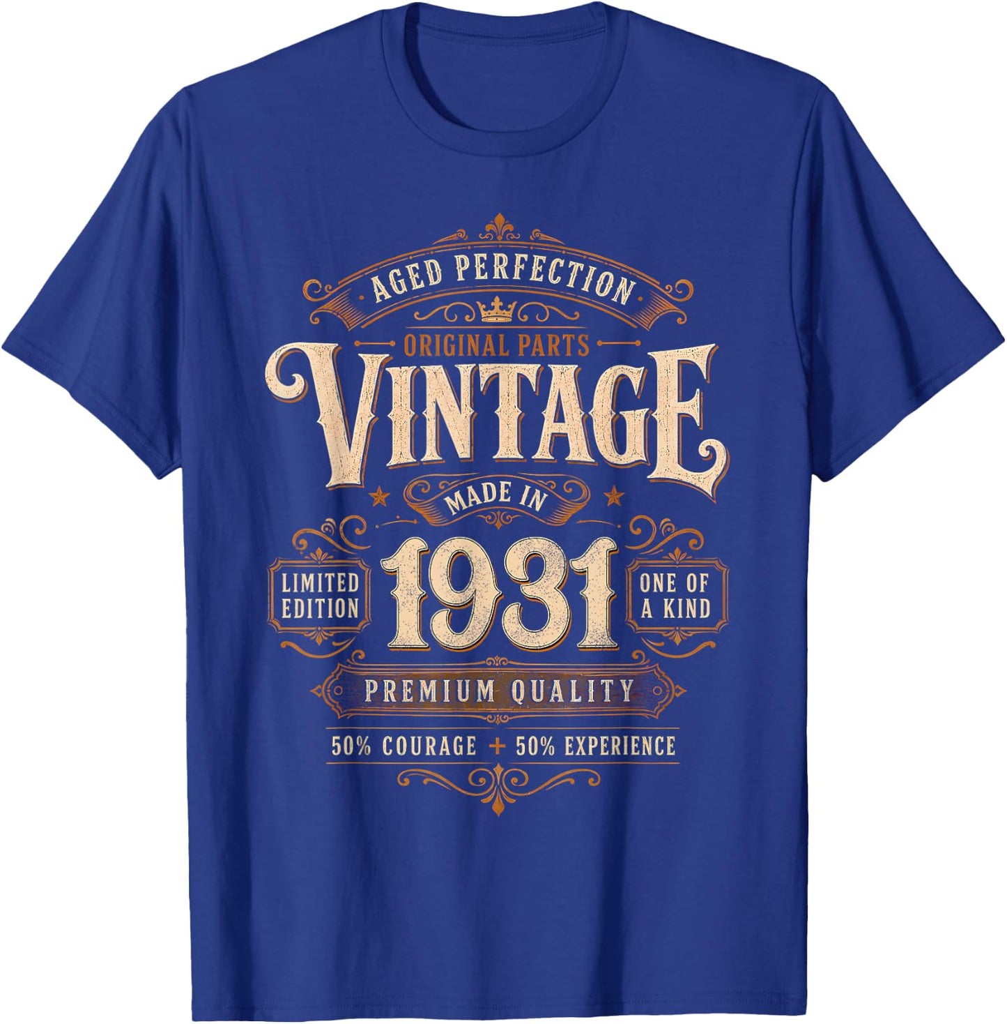 Vintage 1931 Limited Edition 95th Birthday Men 95 Years Old T-Shirt - T-Shirt | Royal