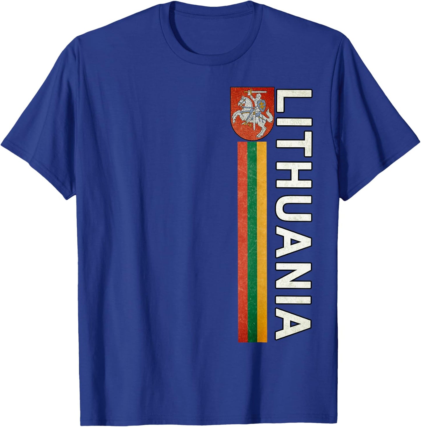 Lithuania Sporty Retro Flag and Lithuanian Emblem T-Shirt - T-Shirt | Royal