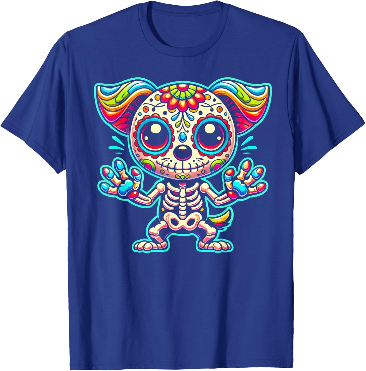 Day of the Dead Sugar Skull Dog Skeleton Cute Pet Lovers Men Women Kids T-Shirt - T-Shirt | Royal