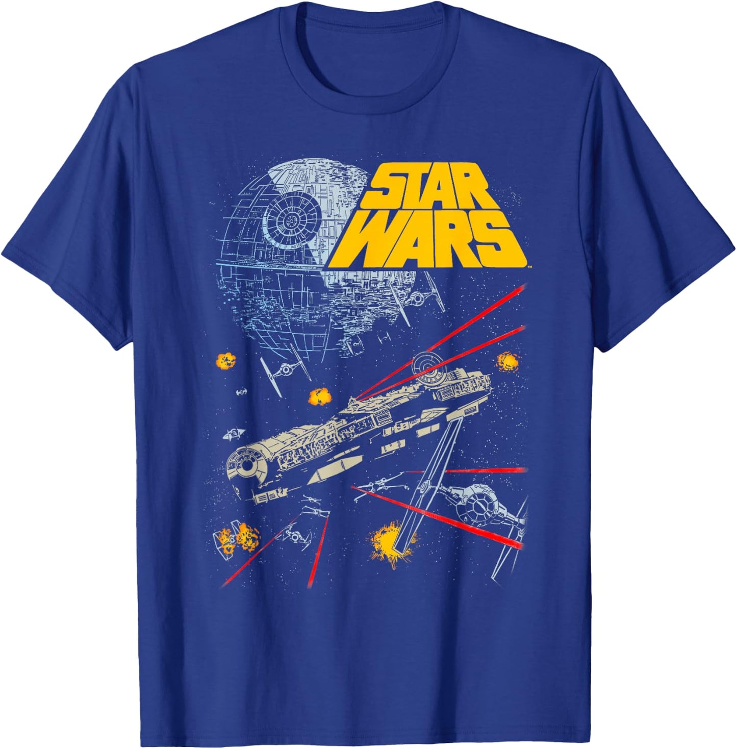 Star Wars Millennium Falcon TIE Fighters Battle T-Shirt - T-Shirt | Royal