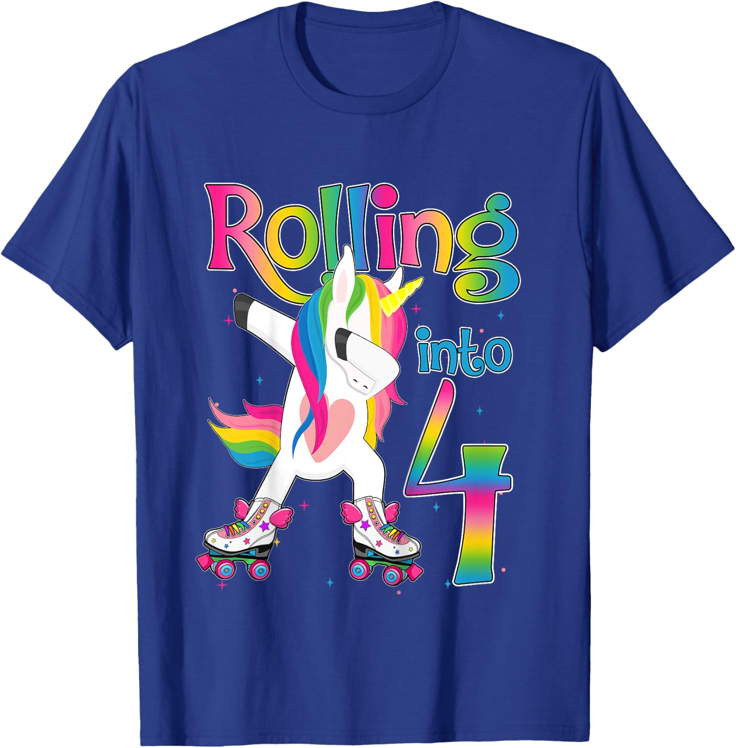 Rolling Into 4 years Let's Roll I'm Turning 4 Roller Skate T-Shirt - T-Shirt | Royal